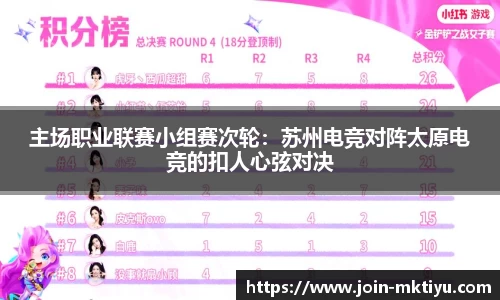 主场职业联赛小组赛次轮：苏州电竞对阵太原电竞的扣人心弦对决